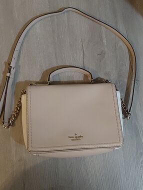 kate spade cream leather crossbody satchel with gold-tone chain